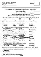 Đề thi khảo sát chất lượng giữa học kỳ II môn Tiếng Anh Lớp 6+7+8+9 - Năm học 2018-2019 - Phòng Giáo dục và đào tạo Thanh Oai (Có đáp án)